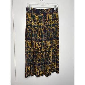 Vintage Skirt Womens 12 JH Collectibles Equestrian Chain Horse Pleated Maxi